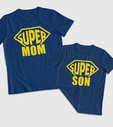Super Mom and Super Son Unisex Half Sleeve T-Shirts (Pack of 2)